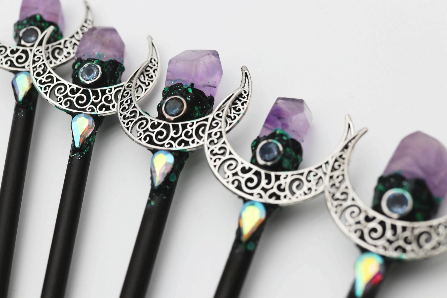 Baguette magique de sorcière vintage faite à la main, épingle à cheveux en cristal, branche de sorcière, Jeanne de périphérie, anciers de cheveux, patients Wiccan, cadeaux de mariage