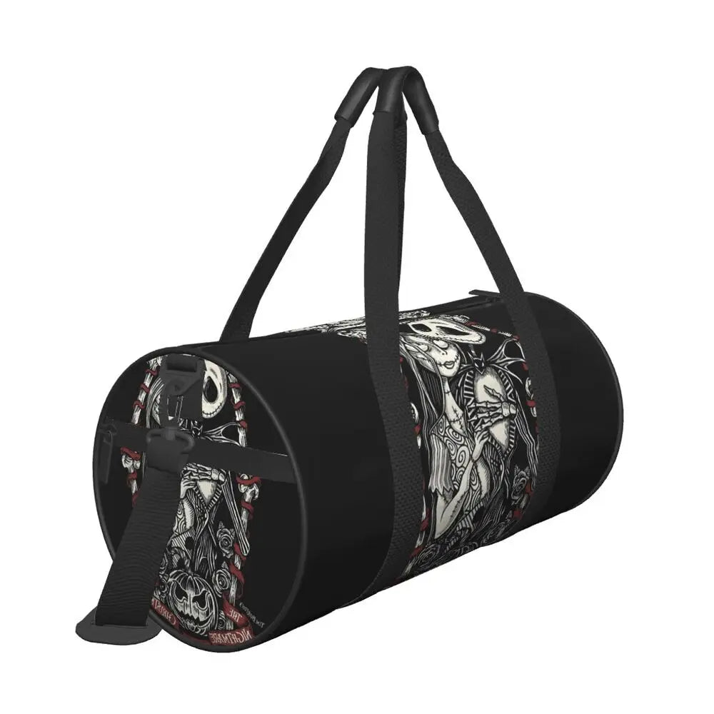 Sac fourre-tout de plage personnalisé Jack Skellington pour femmes, squelette vivant, grand compartiment, sacs de voyage pour salle de sport et plage