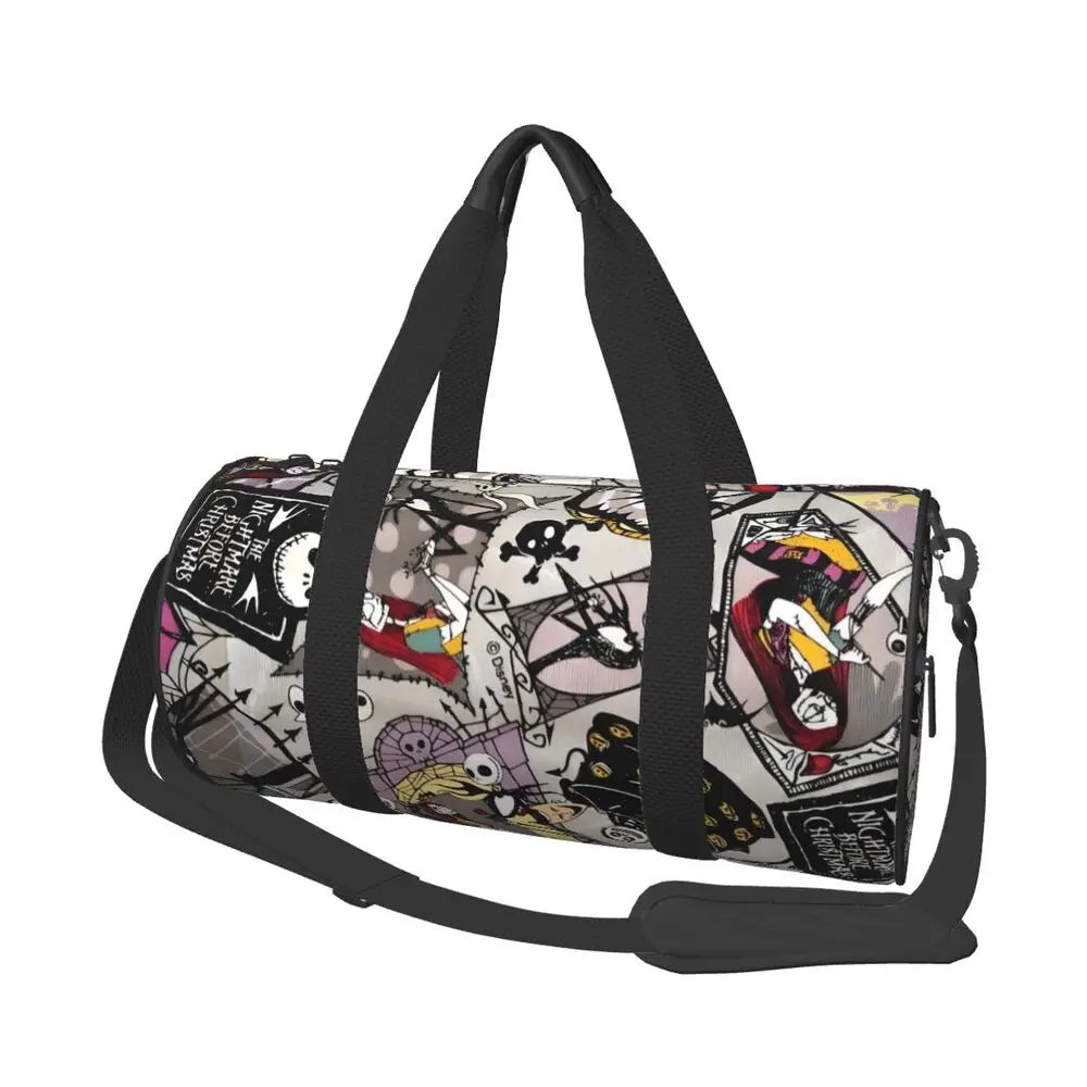 Sac fourre-tout de plage personnalisé Jack Skellington pour femmes, squelette vivant, grand compartiment, sacs de voyage pour salle de sport et plage
