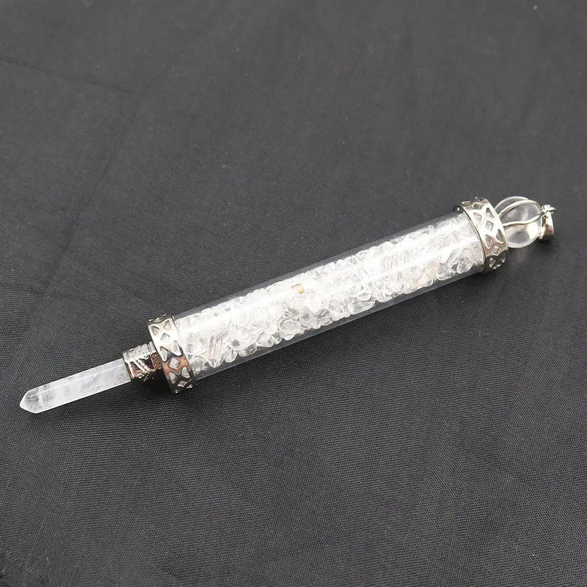 Cristal de guérison naturel pour femmes, Quartz Tourmaline Lapis Lazuli, Long pilier, bouteille de souhait, pierre Reiki, pendentif pendule, bijoux, nouvelle collection