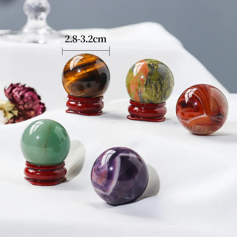 Boule de cristal naturel de 3cm, Quartz Rose, Globe poli, améthyste Lazuli, boule de massage, décoration de bureau pour la maison, boule de cristal de 30mm
