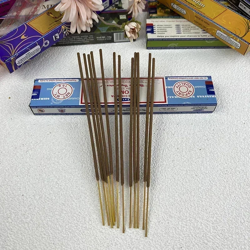 5 boîtes NAG Champa Incienso Satya Collection d'encens Satya bâtons faits à la main avec saveurs arômes médicinaux rafraîchissants parfums pour la maison