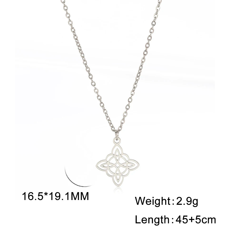 Collier Vintage avec nœud de sorcière pour femmes, pendentif porte-bonheur, amulette de Protection des celtiques irlandais, en acier inoxydable, bijoux Wicca, cadeau