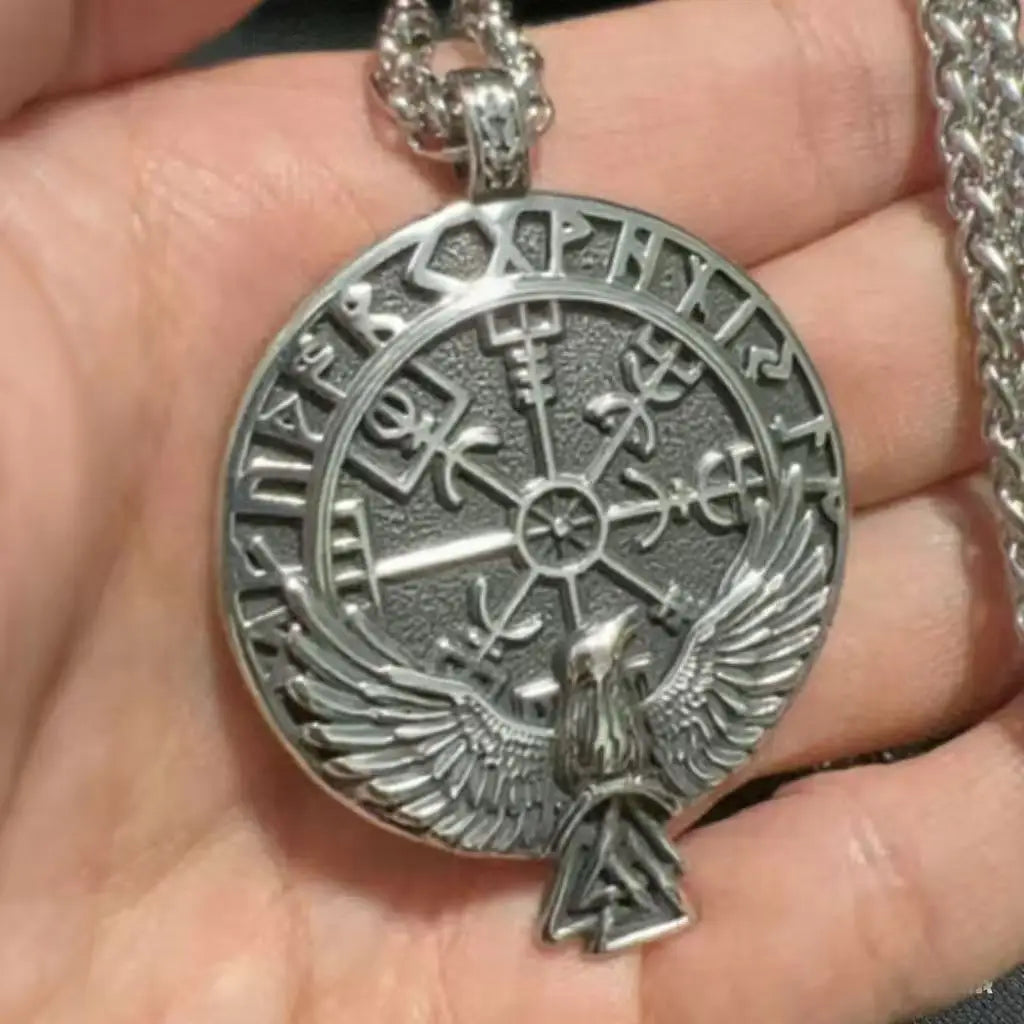 HNSP 316L acier inoxydable Viking Rune corbeau pendentif chaîne collier pour hommes bijoux accessoires