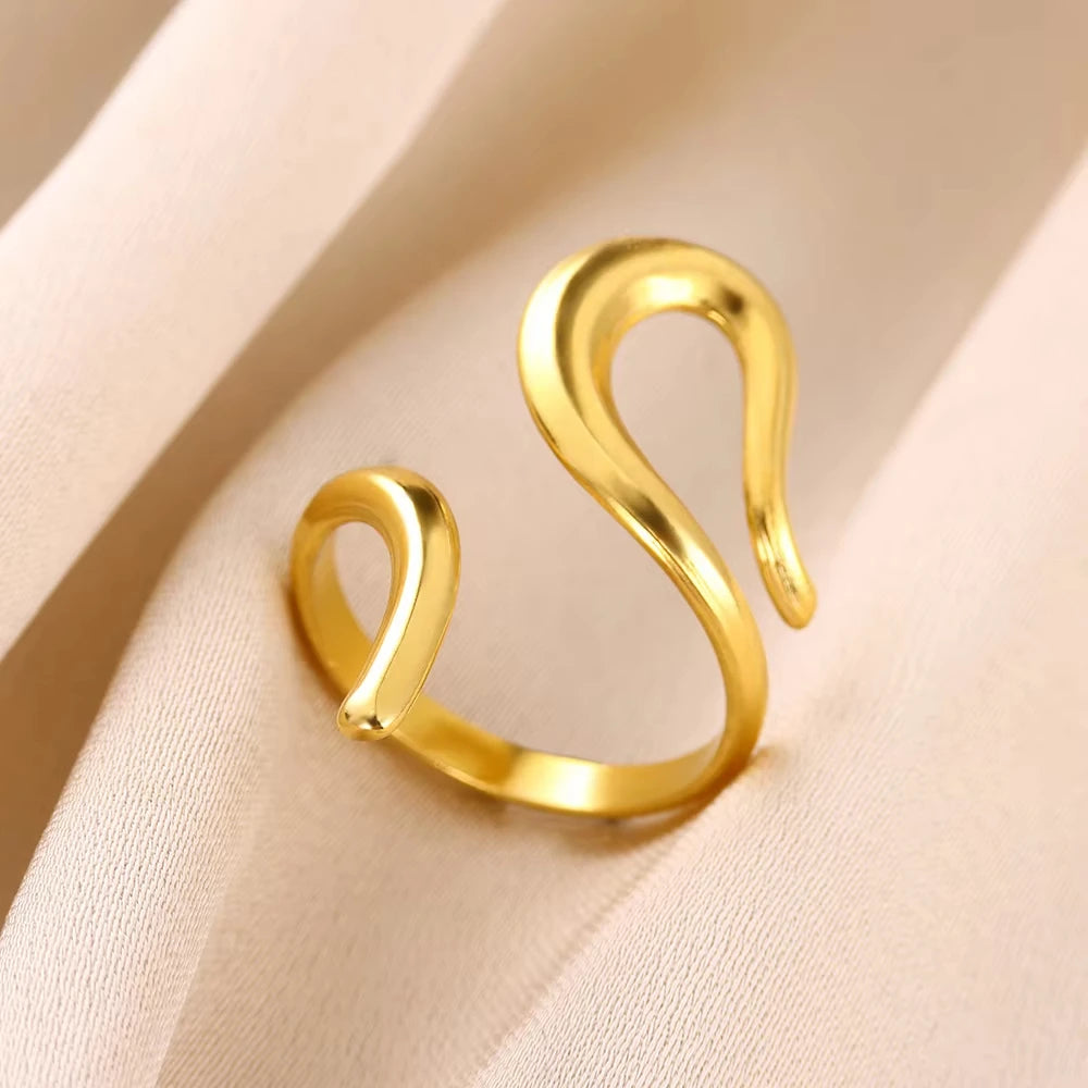 Bagues serpent en acier inoxydable plaqué or 316L pour femmes et hommes, anneau ouvert et réglable, bijoux esthétiques gothiques Vintage