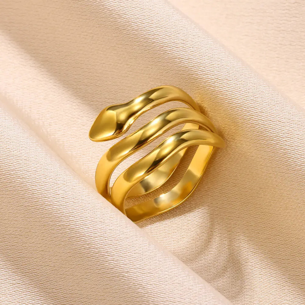 Bagues serpent en acier inoxydable plaqué or 316L pour femmes et hommes, anneau ouvert et réglable, bijoux esthétiques gothiques Vintage