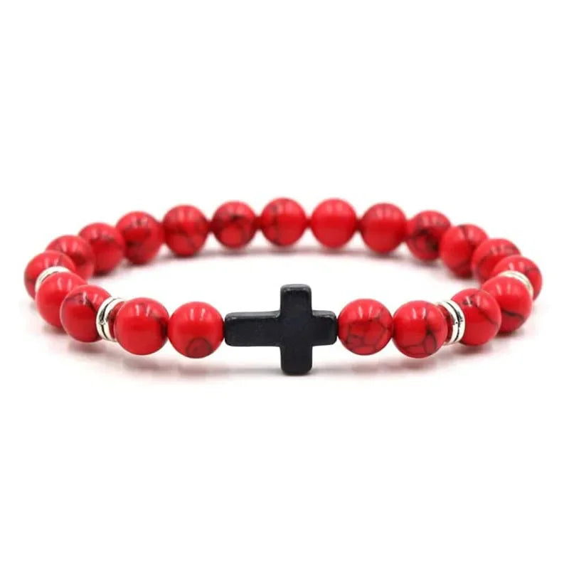 Bracelets de Prière en Pierre Naturelle pour Homme et Femme, Chapelet en Bois, Hématite, Croix, Onyx, Méditation, Yoga, Bijoux, Zones Me Pulsera