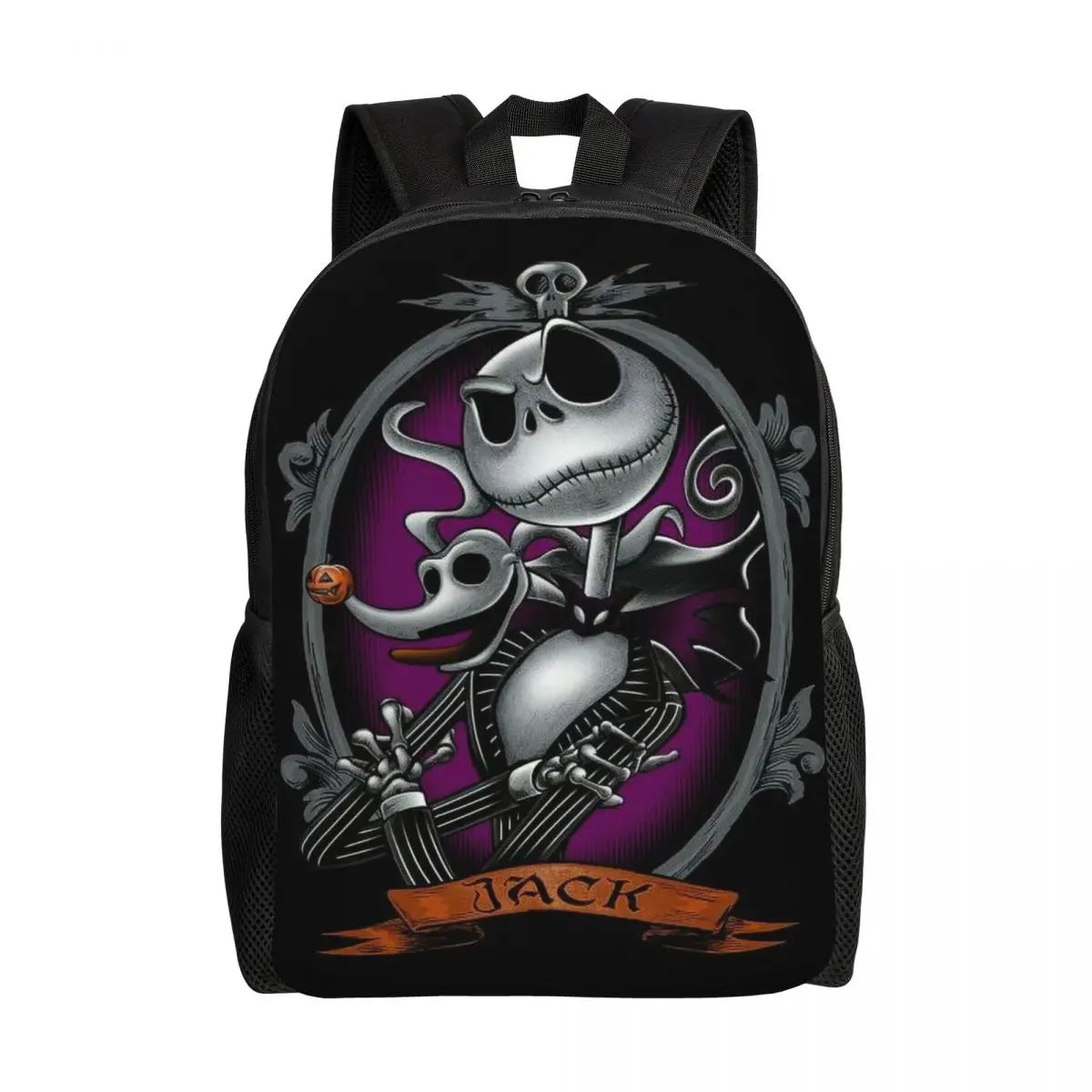 Sac à dos de voyage personnalisé citrouille King Jack Skellington souriant, sac à livres pour ordinateur d'école, le cauchemar avant noël