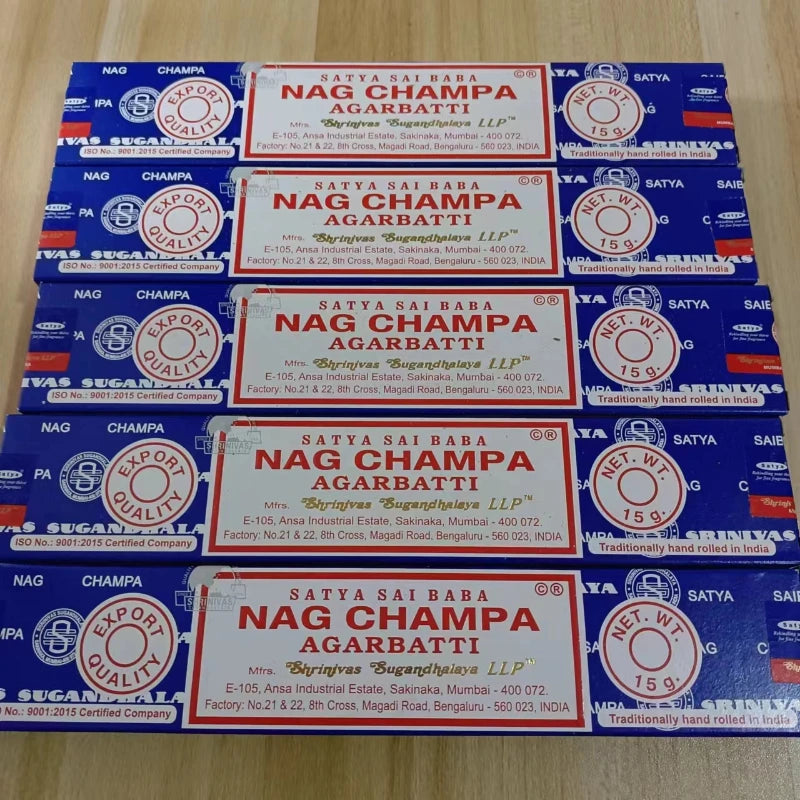 5 boîtes NAG Champa Incienso Satya Collection d'encens Satya bâtons faits à la main avec saveurs arômes médicinaux rafraîchissants parfums pour la maison