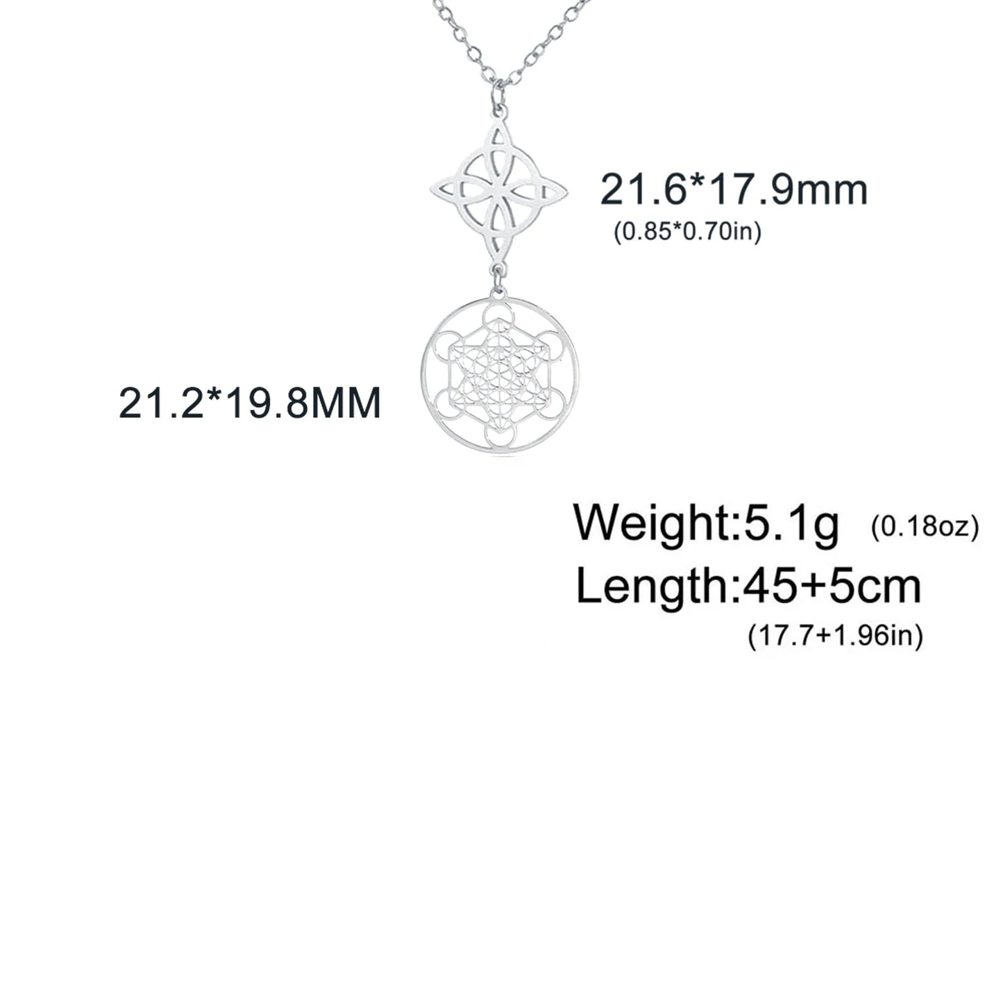 Skyrim Metatron Cube Collier pendentif noeud de sorcière Double amulette Protection Colliers en acier inoxydable Bijoux de sorcellerie vintage