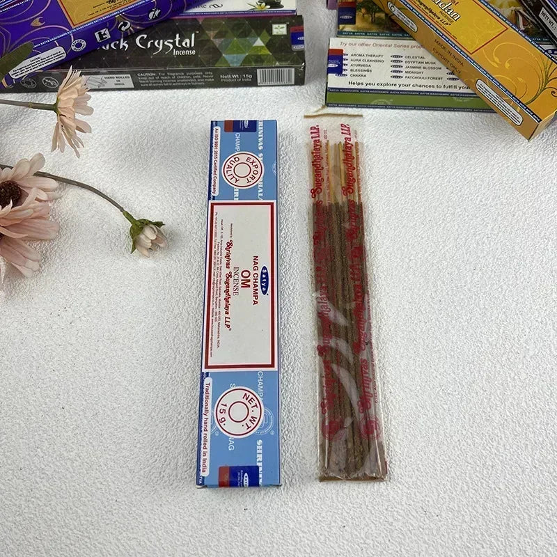 5 boîtes NAG Champa Incienso Satya Collection d'encens Satya bâtons faits à la main avec saveurs arômes médicinaux rafraîchissants parfums pour la maison