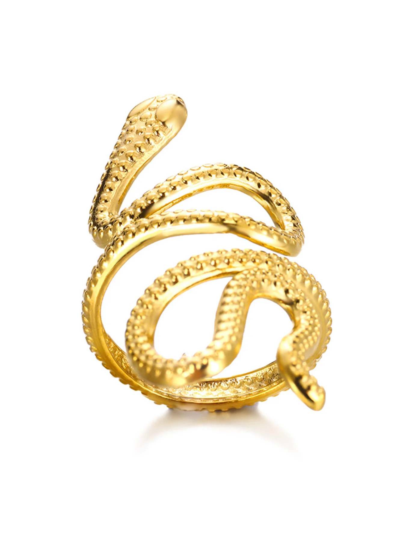 Bagues serpent en acier inoxydable plaqué or 316L pour femmes et hommes, anneau ouvert et réglable, bijoux esthétiques gothiques Vintage
