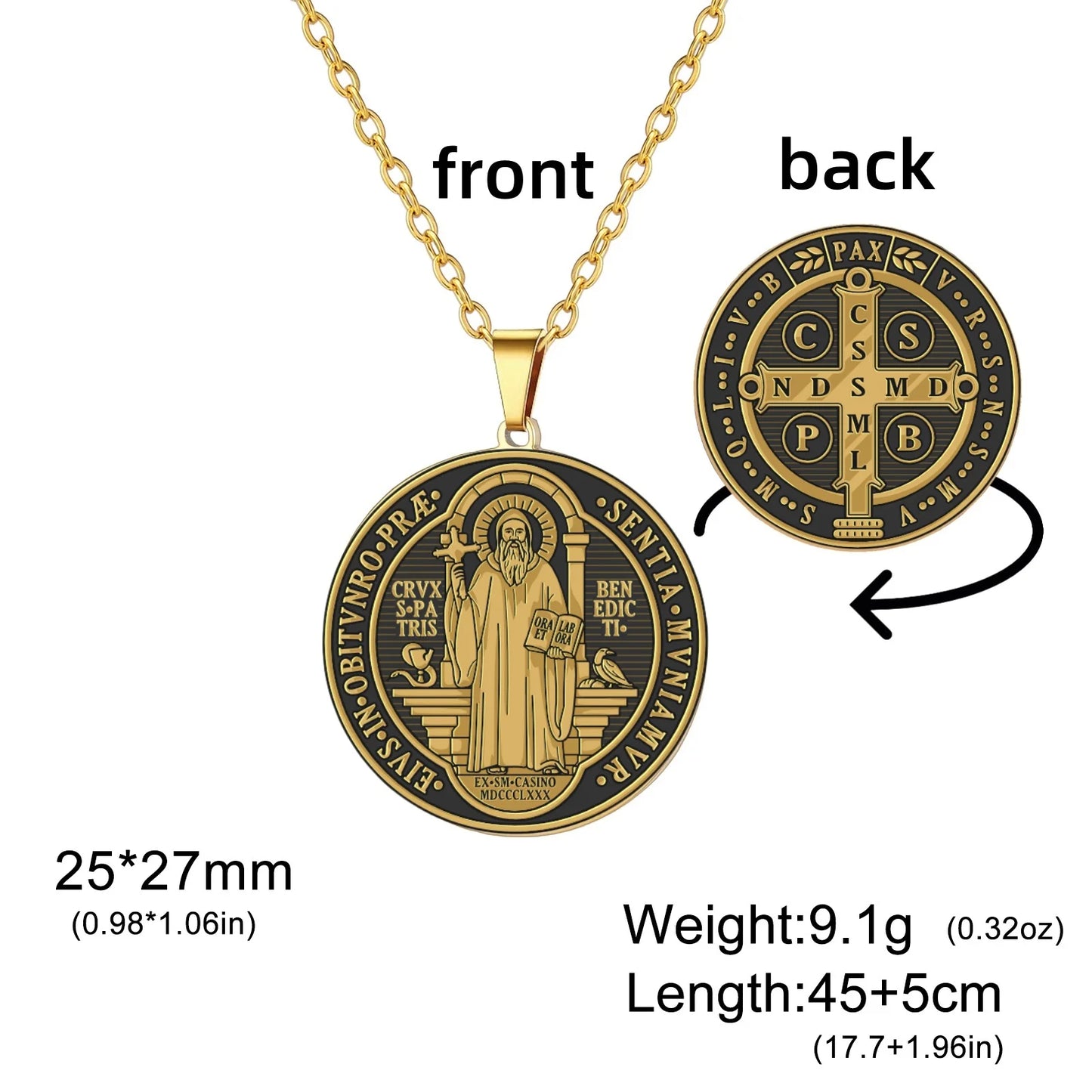 Jeshayuan médaille de Saint benoît avec collier tétragrammaton pendentif pentagramme collier Original noeud de sorcières