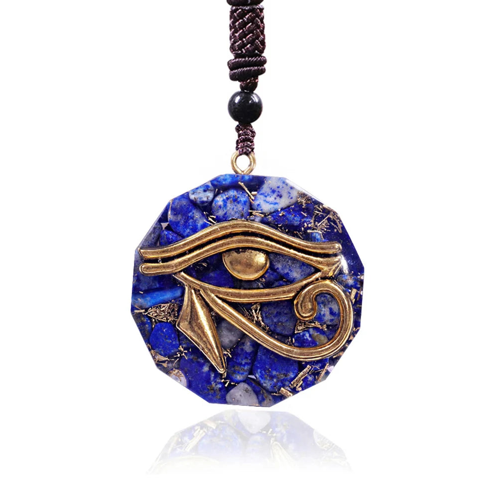 Oeil de Ra Horus Orgonite pendentif obsidienne Reiki Quartz Reiki cristal de guérison collier d'énergie réglable égyptien ancien