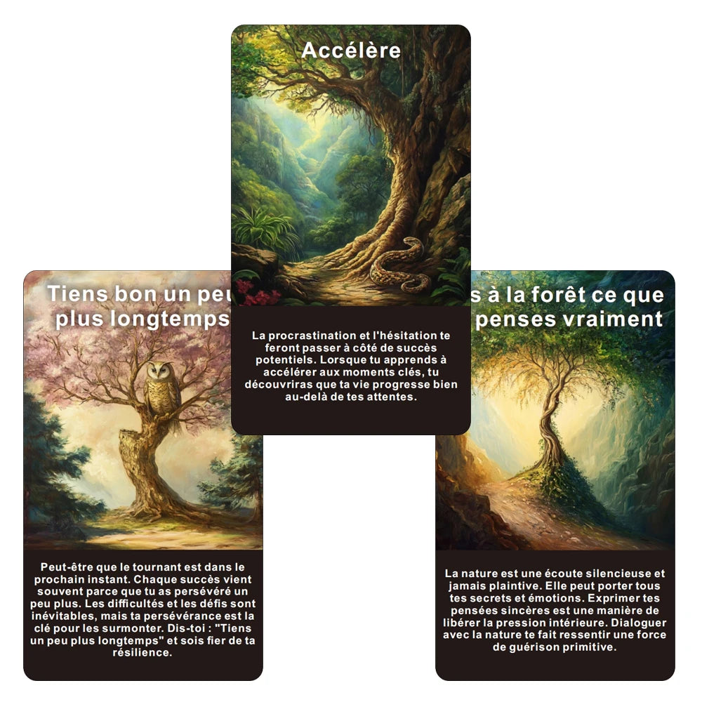 Cartes Oracle françaises, jeu de Tarot d'information forestière, cartes Oracle forestière mystique, jeu Oracle de sagesse des arbres, 12x7cm, 56 cartes