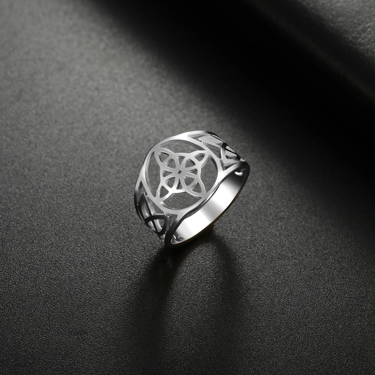 LIKGREAT bague noeud de sorcière pour femmes hommes creux en acier inoxydable bagues celtique Vintage amulette Protection Couple bijoux cadeaux