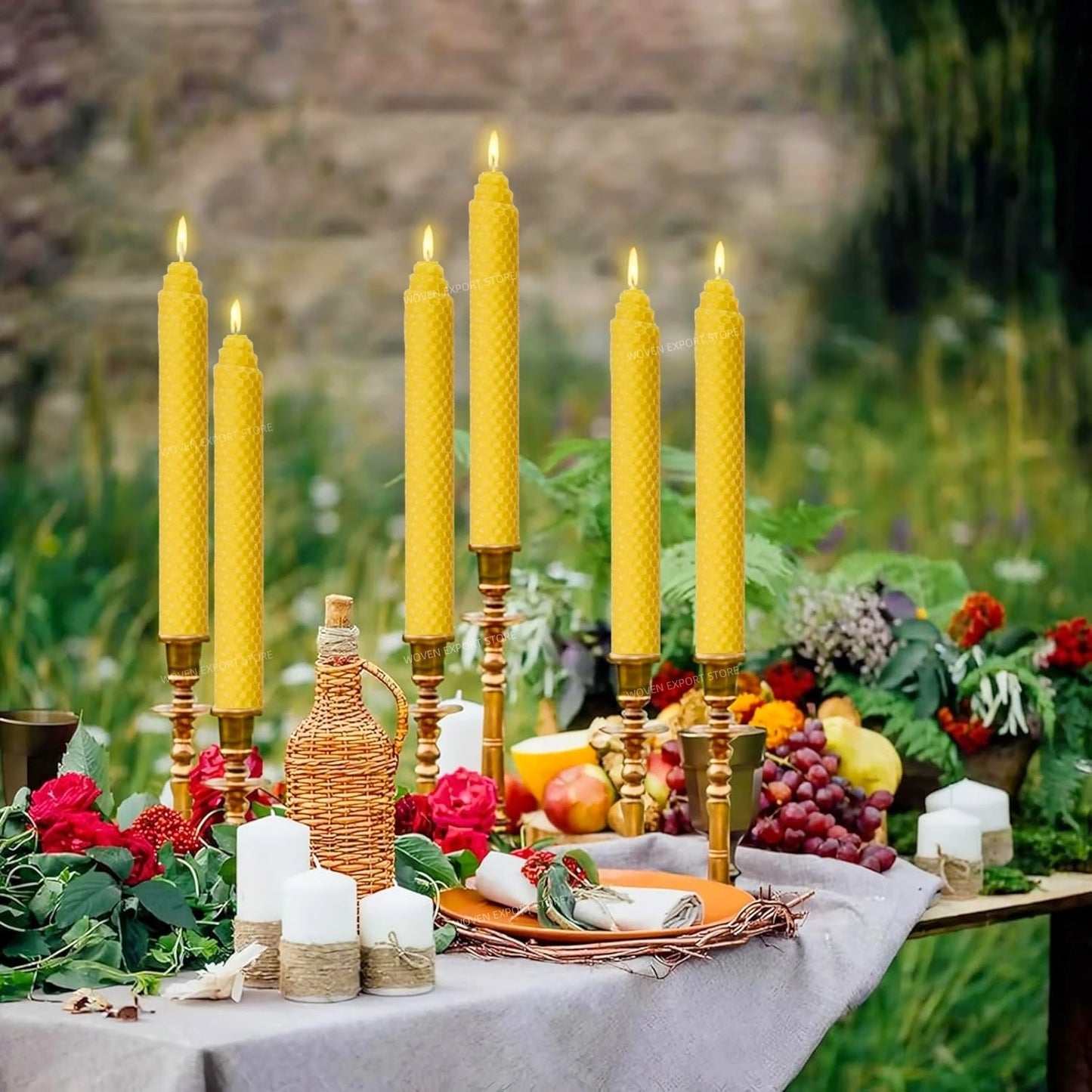 Bougies coniques en cire d'abeille, rouleaux à la main, Design en nid d'abeille, bougies en cire d'abeille sans fumée pour fête, rencontres, décoration de Table à dîner à domicile