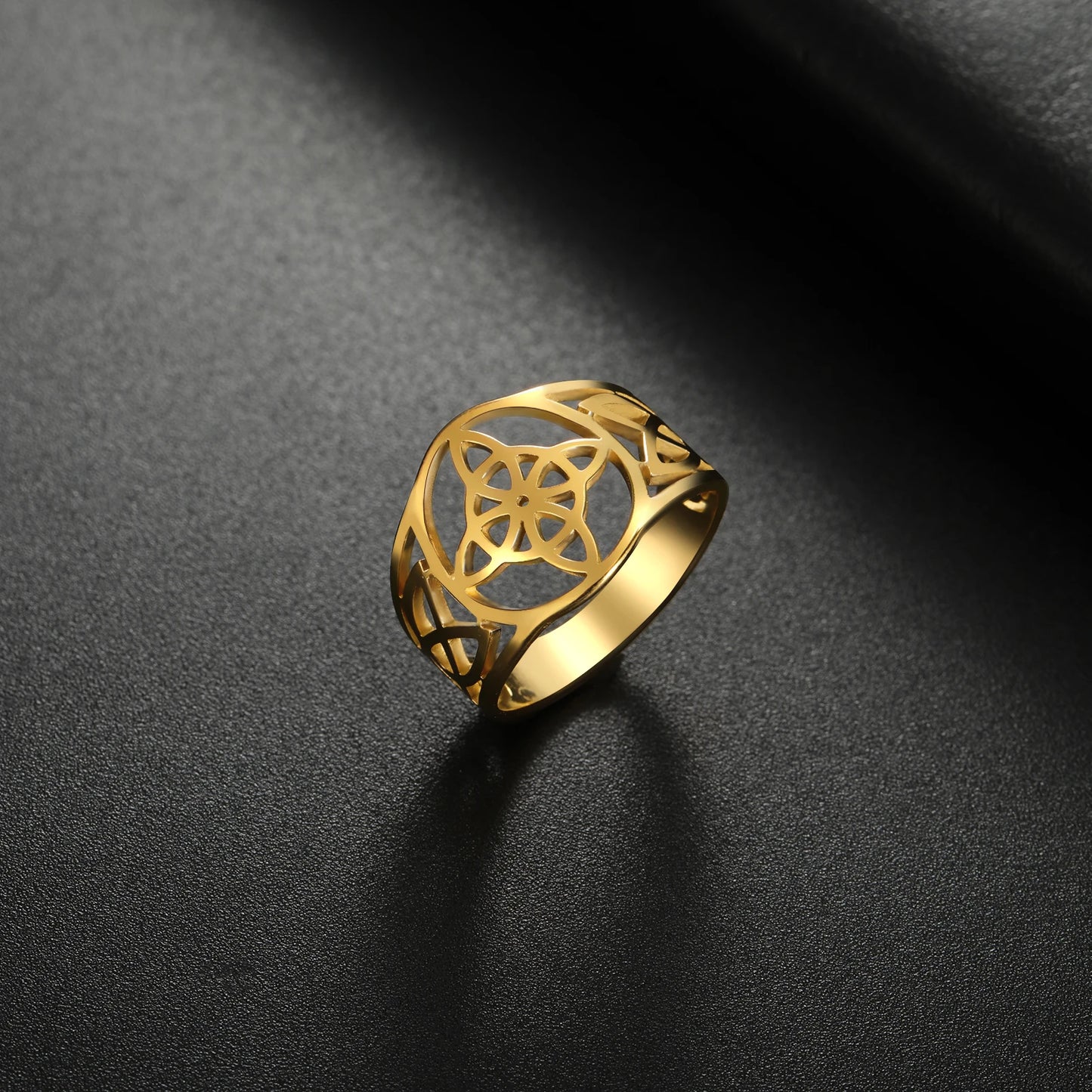 LIKGREAT bague noeud de sorcière pour femmes hommes creux en acier inoxydable bagues celtique Vintage amulette Protection Couple bijoux cadeaux
