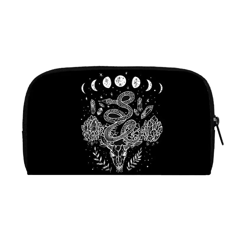 Portefeuille long de sorcière chat noir mignon pour hommes et femmes, sac à main gothique, sac à passeport, porte-monnaie pour téléphone, crâne de sorcellerie, filles
