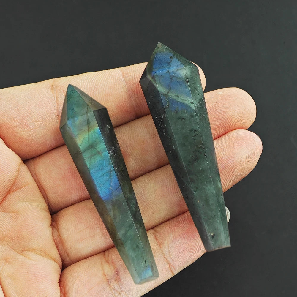 Pierre Labradorite 5-7cm, colonne hexagonale, baguette à pointe de tour, cristaux naturels, pierres de guérison, artisanat, pendule Pirit, décor Fengshui