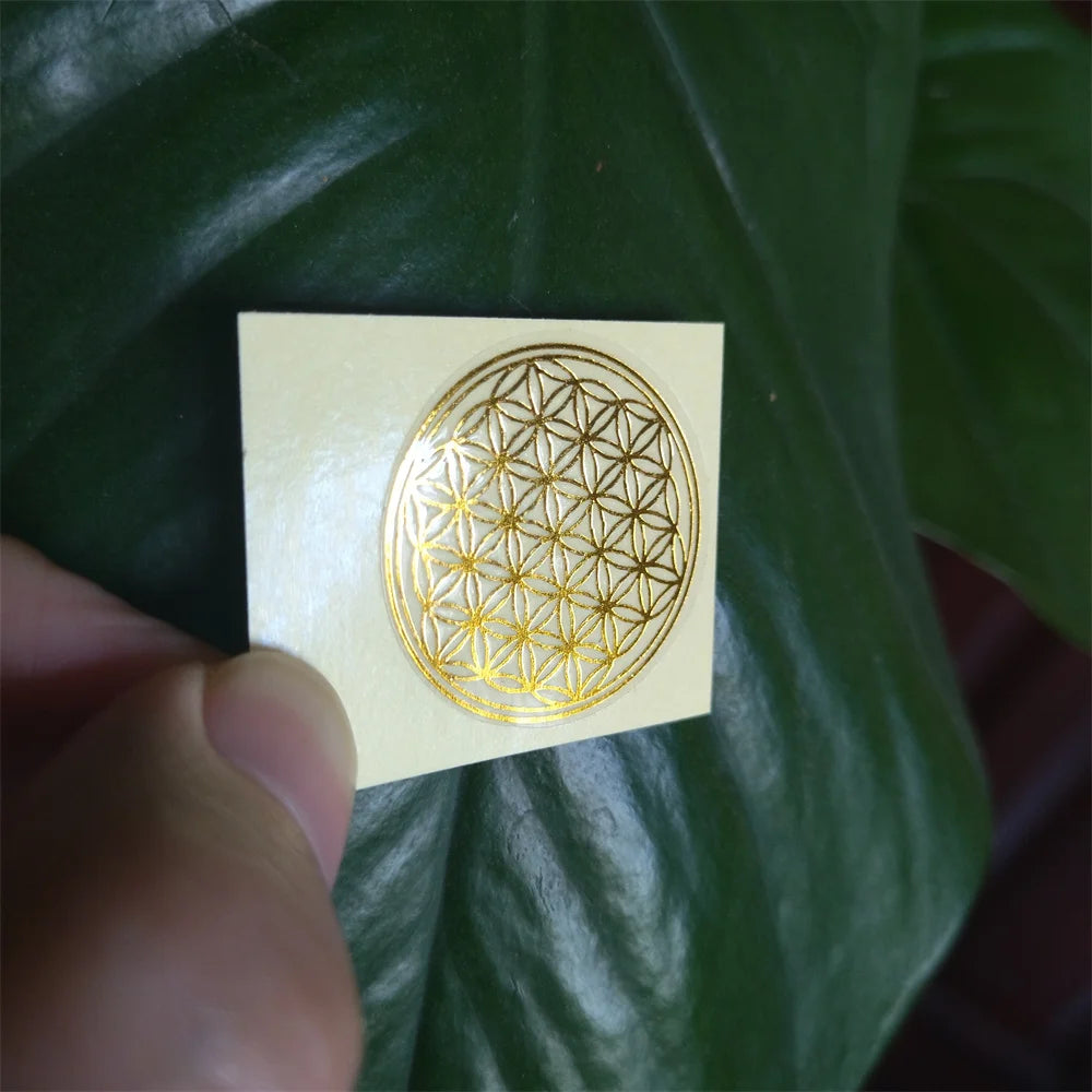 80/160/240 pièces fleur de vie énergie autocollant 3 cm doré Transparent cristal bijoux autocollants coque de téléphone PVC autocollant