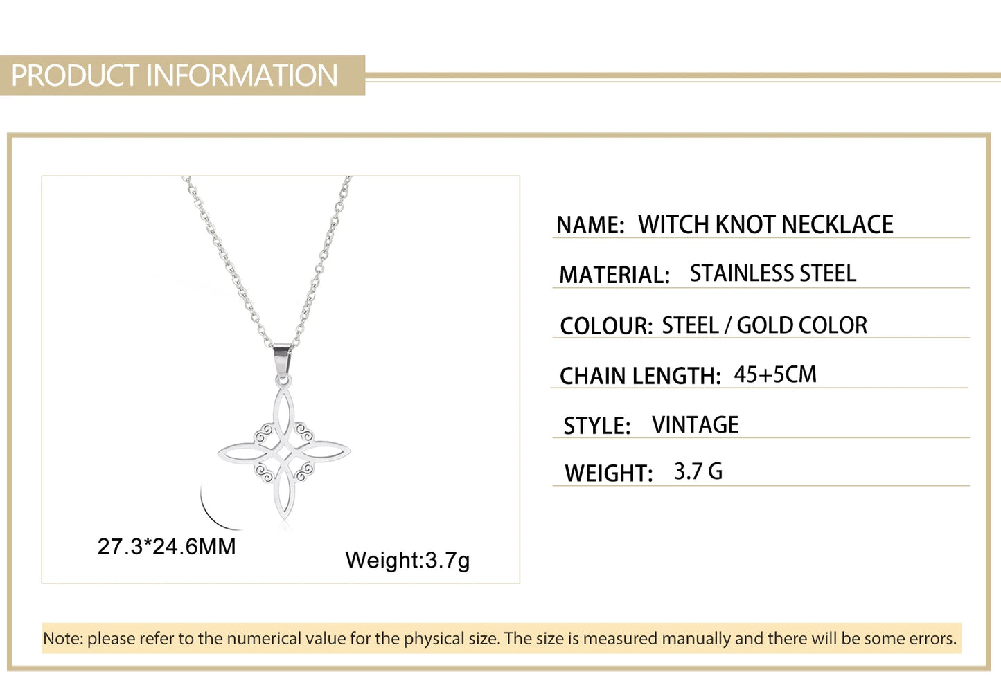 Skyrim Metatron Cube Collier pendentif noeud de sorcière Double amulette Protection Colliers en acier inoxydable Bijoux de sorcellerie vintage