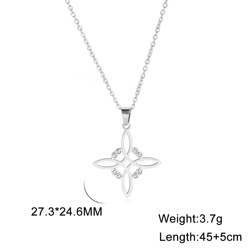 Collier Vintage avec nœud de sorcière pour femmes, pendentif porte-bonheur, amulette de Protection des celtiques irlandais, en acier inoxydable, bijoux Wicca, cadeau