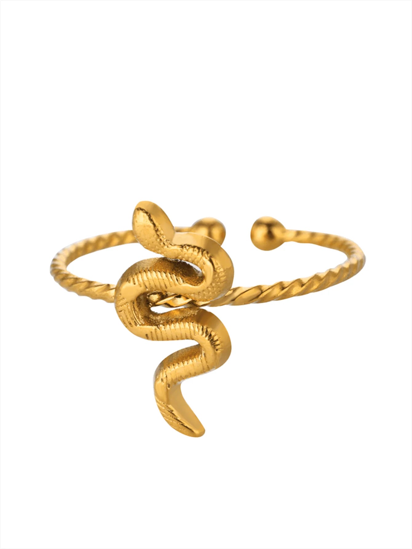 Bagues serpent en acier inoxydable plaqué or 316L pour femmes et hommes, anneau ouvert et réglable, bijoux esthétiques gothiques Vintage