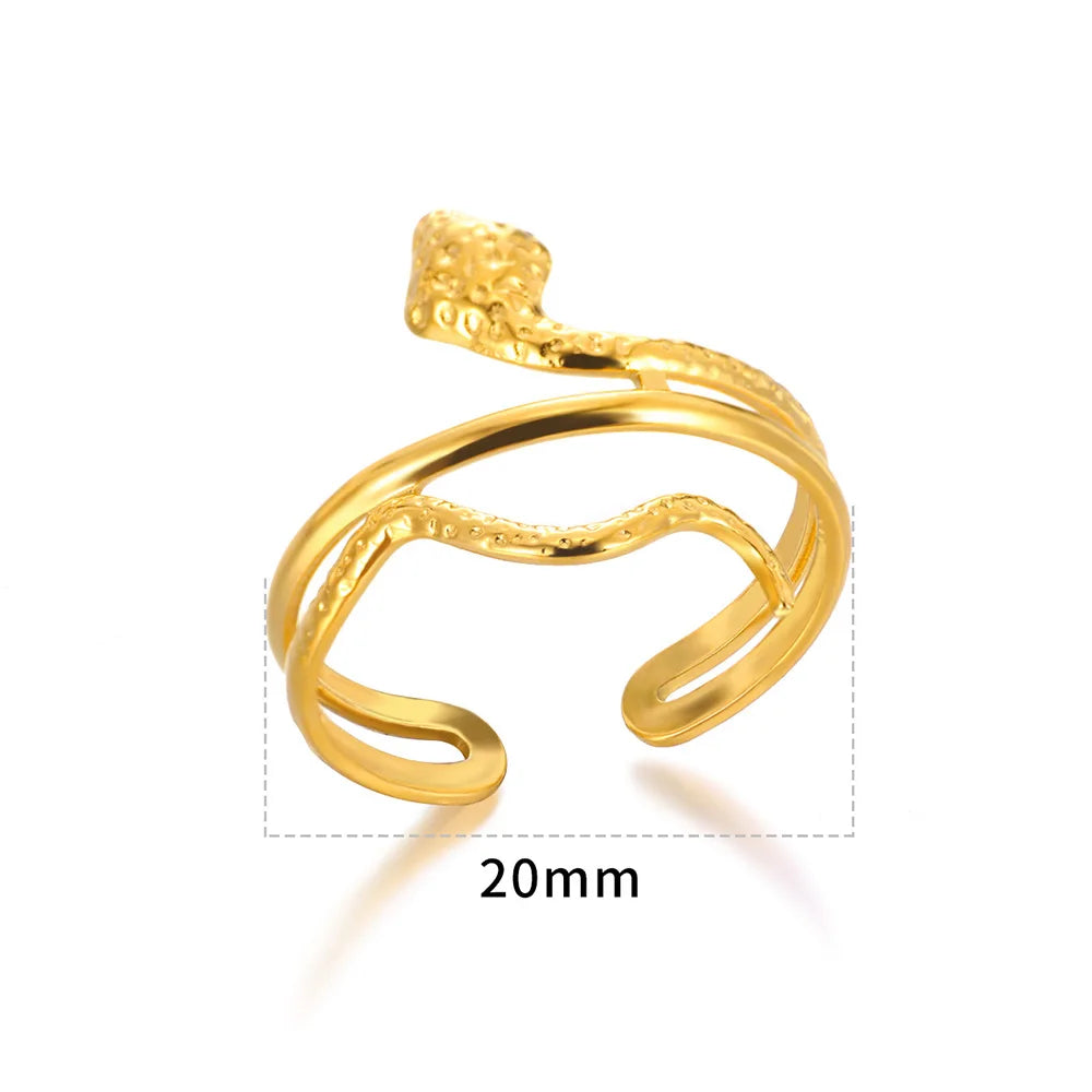 Bagues serpent en acier inoxydable plaqué or 316L pour femmes et hommes, anneau ouvert et réglable, bijoux esthétiques gothiques Vintage
