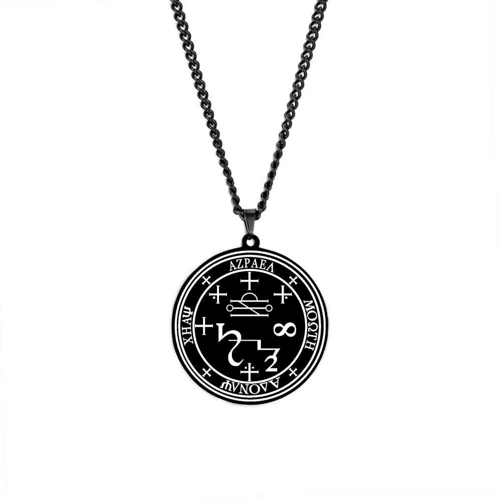 Arcange MICHAEL GABRIEL RAPHAEL URIEL SAMAEL sceau amulette Talisman Sigil d'angélique en acier inoxydable noir pendentif collier