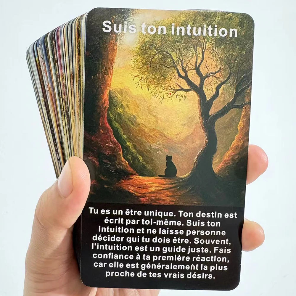 Cartes Oracle françaises, jeu de Tarot d'information forestière, cartes Oracle forestière mystique, jeu Oracle de sagesse des arbres, 12x7cm, 56 cartes