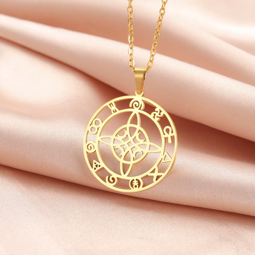 Dawapara-Collier à Nministériels d de Sorcière en Acier Inoxydable pour Femme, Amulette de Protection, Bijoux Wiccan