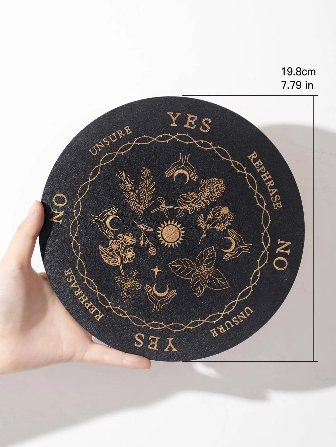 Planche à pendule en bois avec lune, étoile, Divination, énergie sculptée, planche de méditation de guérison, ornements, autel métaphysique