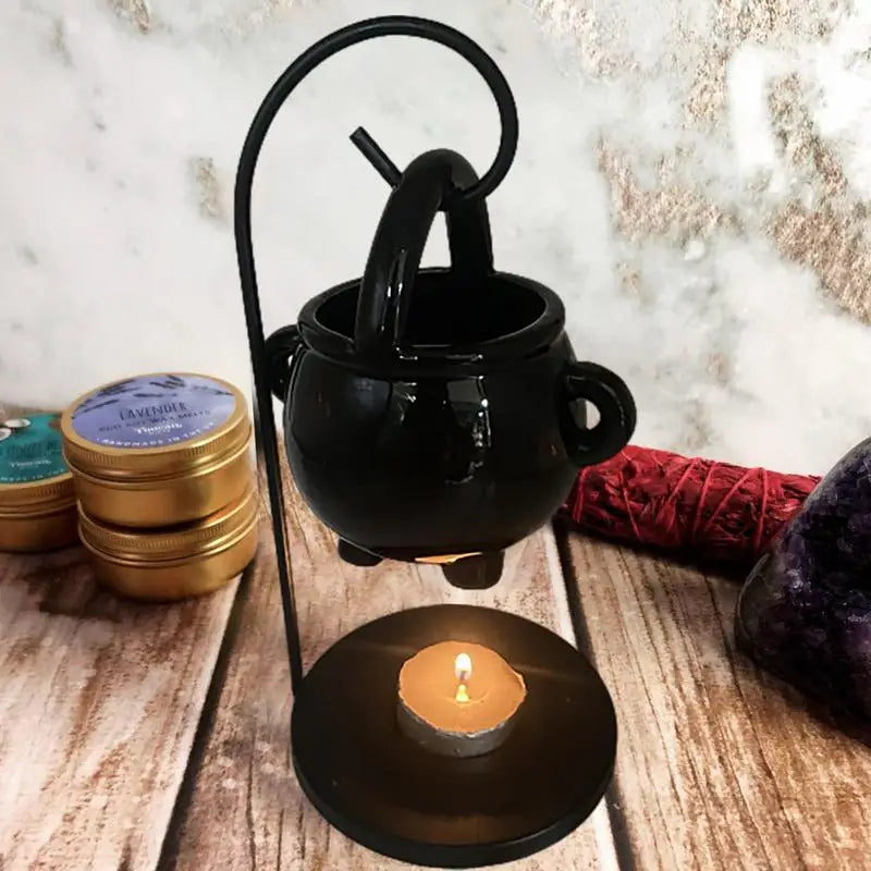 Chaudron suspendu brûleur de cire sorcière chaudron Pot bougeoir fournitures de sorcellerie huile essentielle encens arôme diffuseur décor à la maison