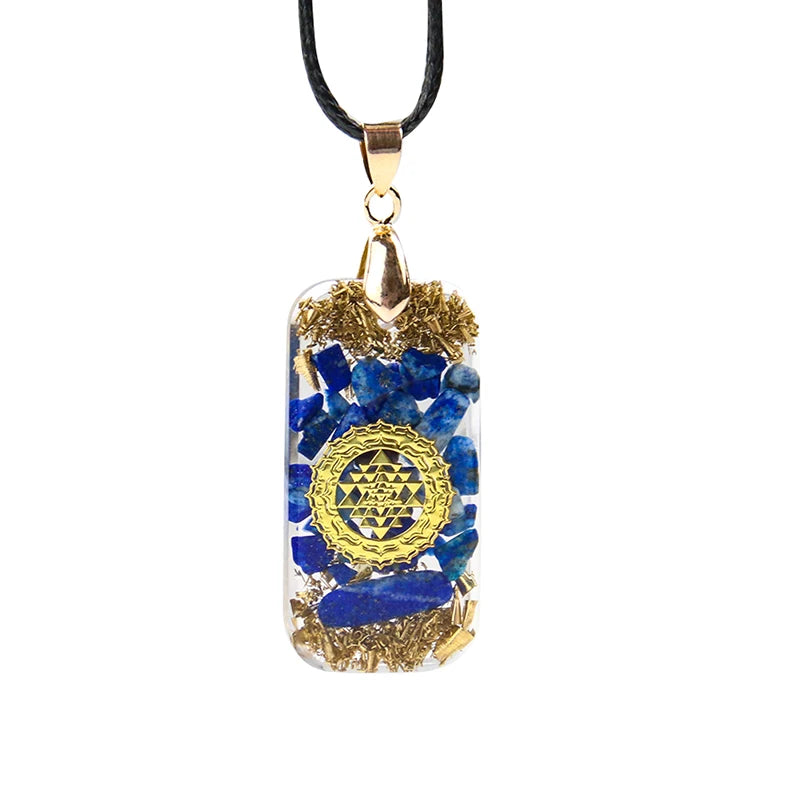 Collier en Lapis Lazuli Naturel Yantra, Pendentif Orgone Metatron Cube, Chakela Reiki Energy, Bijoux en Clip D.lique, Cadeau