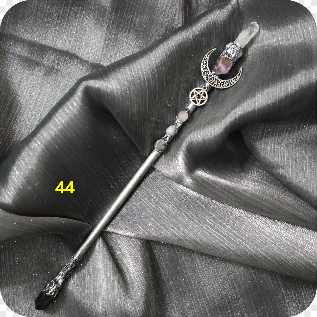 Baguette magique en cristal, soleil, lune, pentagramme, sceptre, baguette de sorcière, étoile, accessoires Wiccan, baguette féerique, cérémonie, ornement d'autel, accessoire cadeau