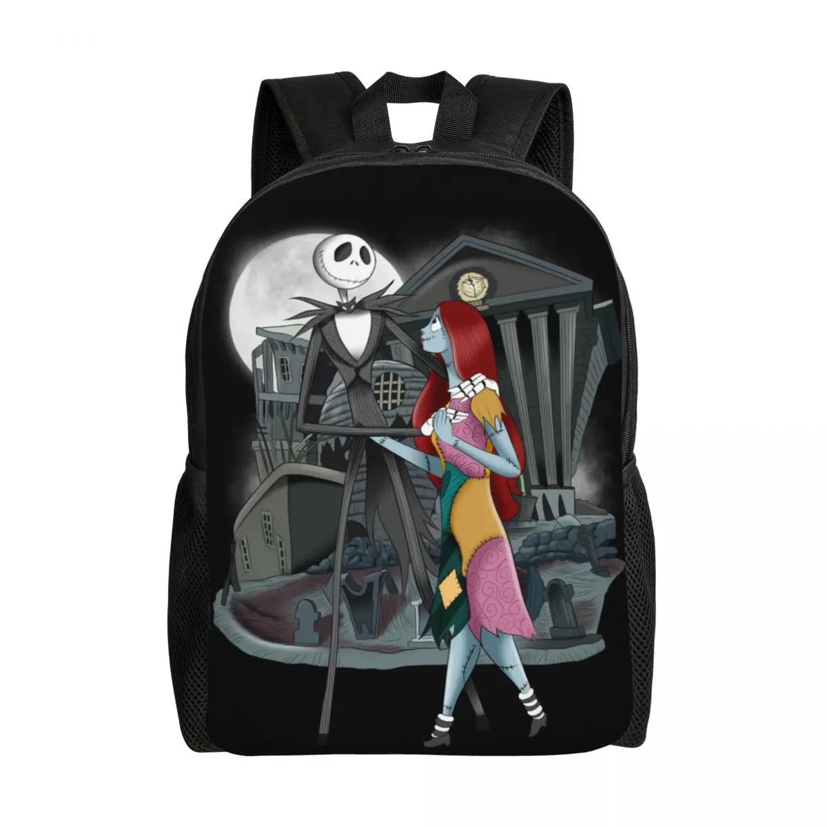 Sac à dos de voyage personnalisé citrouille King Jack Skellington souriant, sac à livres pour ordinateur d'école, le cauchemar avant noël