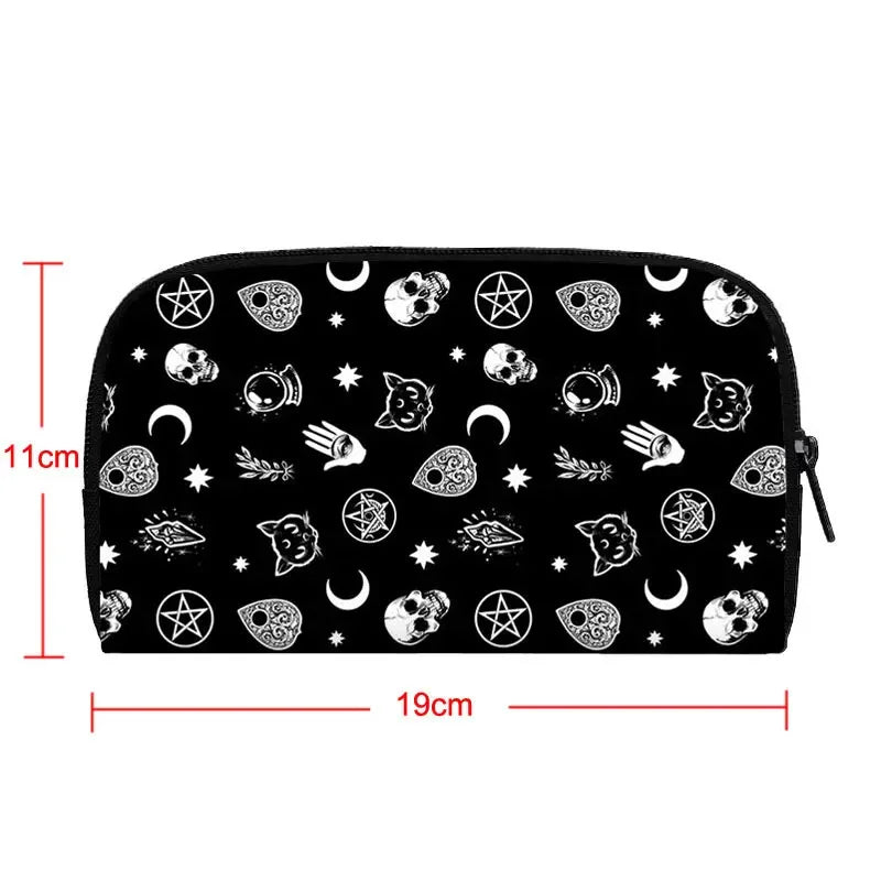 Portefeuille long de sorcière chat noir mignon pour hommes et femmes, sac à main gothique, sac à passeport, porte-monnaie pour téléphone, crâne de sorcellerie, filles