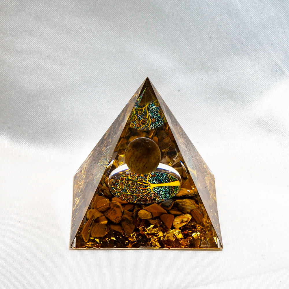 Pyramide de générateur d'énergie en cristal naturel, péridot, améthyste, Reiki, Chakra de guérison, pyramide en résine, décor égyptien, décoration de salle, 1 pièce