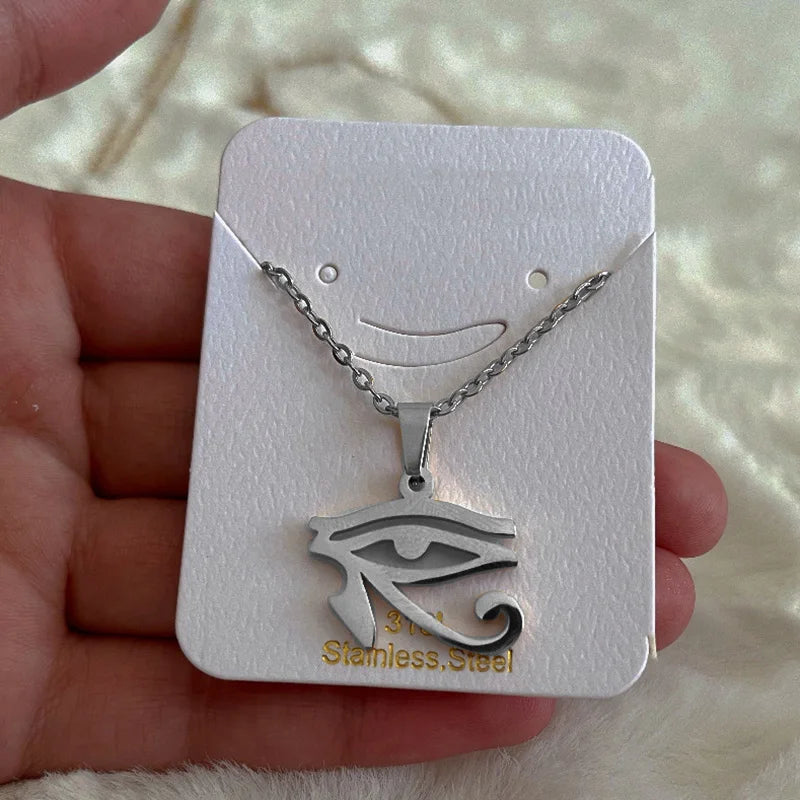 Collier en acier inoxydable avec symbole de l'egypte ancienne, Vintage, pharaon égyptien, pendentif œil d'horus, bijoux à la mode pour femmes