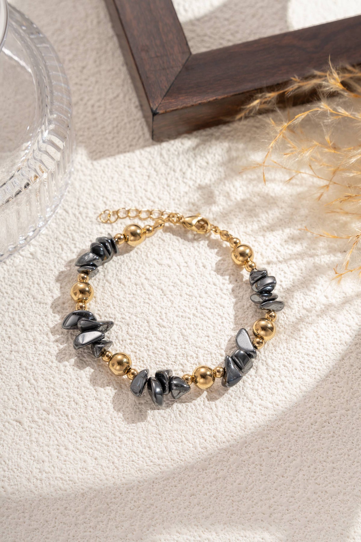 Lot 6 bracelets pierres naturelles éclats minéraux acier