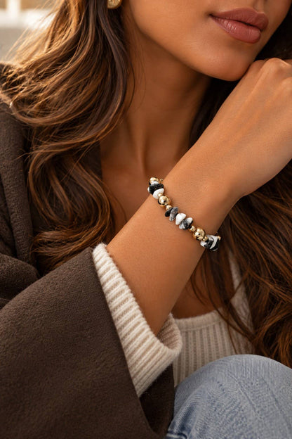Lot 6 bracelets pierres naturelles éclats minéraux acier