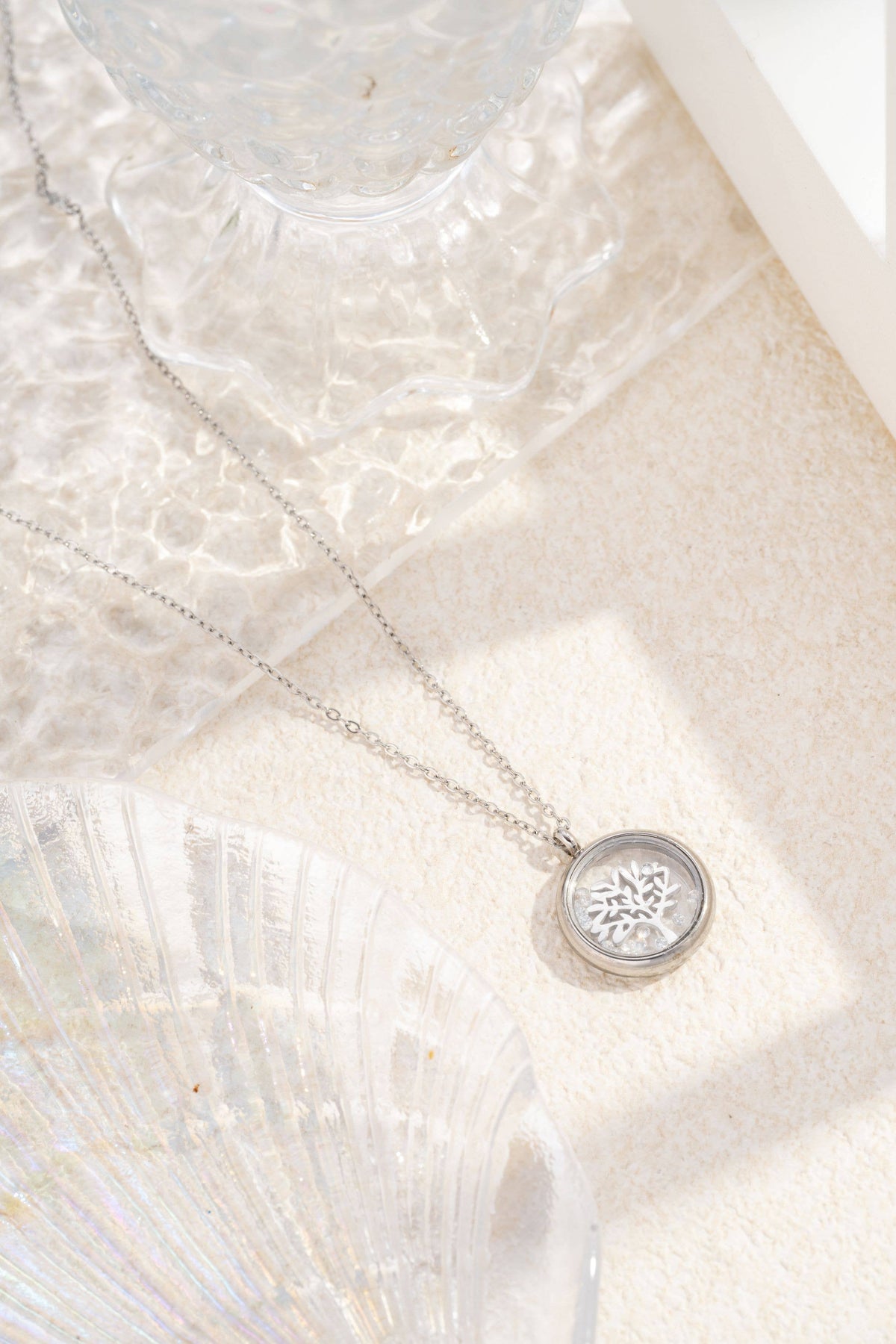 Parure Arbre de Vie Cristal Amovible Acier Inoxydable Argent