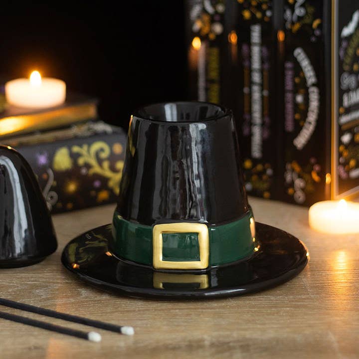 Brûle-parfum chapeau de sorcière noir