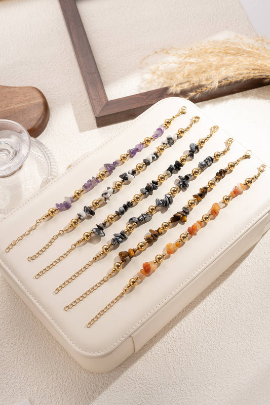 Lot 6 bracelets pierres naturelles éclats minéraux acier