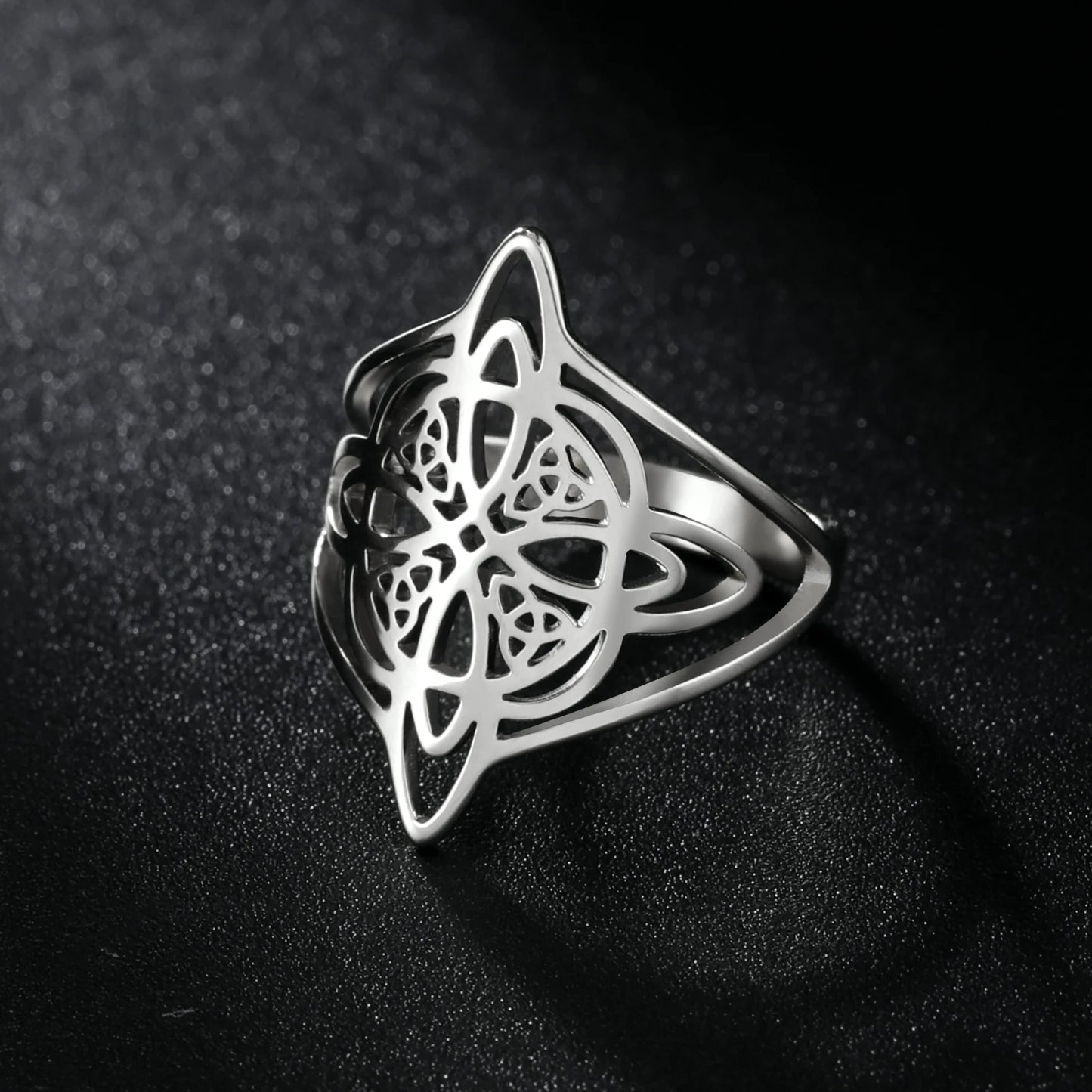 LIKGREAT bague noeud de sorcière pour femmes hommes creux en acier inoxydable bagues celtique Vintage amulette Protection Couple bijoux cadeaux