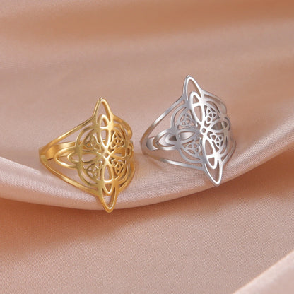 LIKGREAT bague noeud de sorcière pour femmes hommes creux en acier inoxydable bagues celtique Vintage amulette Protection Couple bijoux cadeaux