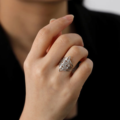 LIKGREAT bague noeud de sorcière pour femmes hommes creux en acier inoxydable bagues celtique Vintage amulette Protection Couple bijoux cadeaux