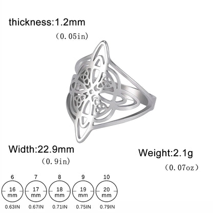 LIKGREAT bague noeud de sorcière pour femmes hommes creux en acier inoxydable bagues celtique Vintage amulette Protection Couple bijoux cadeaux