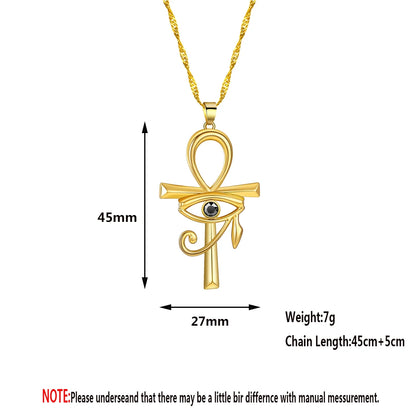 Kinitial nouveau CZ oeil d'horus egypte Protection pendentif à breloque Ankh croix collier religieux pour les femmes colliers ras du cou bijoux